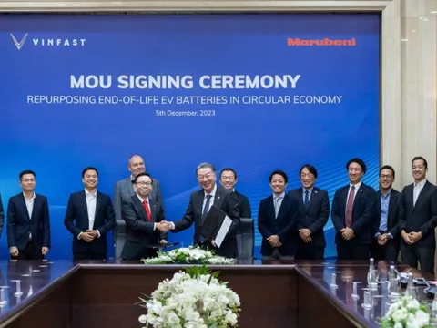 Con trai tỷ phú Phạm Nhật Vượng lộ diện, bắt tay với Tập đoàn Marubeni hợp tác tái sử dụng pin xe điện