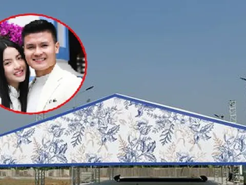 Hình ảnh đầu tiên về đám hỏi Quang Hải: Dựng rạp hoành tráng giữa sân vận động, quy mô 400 khách mời
