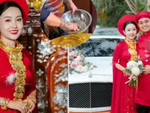 Giữa cơn "bão" vàng tăng mạnh, mẹ cô dâu mang thau ra đựng "sương sương" vài chục cây vàng, chú rể lái xe 24 tỷ đón dâu