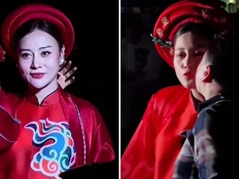 Shark Bình hộ tống Phương Oanh vác bụng bầu 5 tháng đi sự kiện, tranh thủ thơm má vợ trong hậu trường