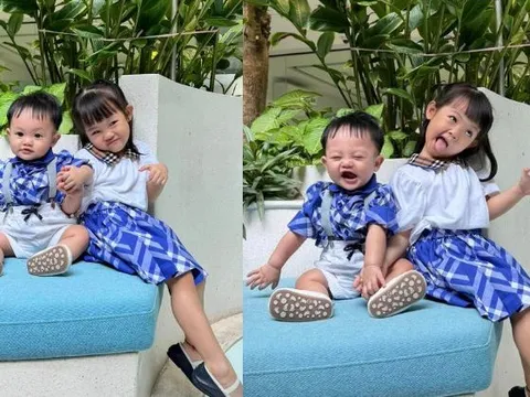 Chụp hình cùng em trai, Suchin nhà Cường Đô La bày luôn "7749 biểu cảm tấu hề" khiến bố phải thốt lên điều này