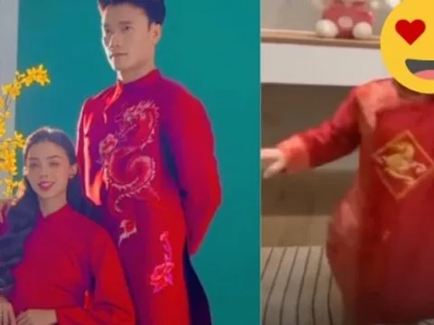 Vợ mẫu Tây của Bùi Tiến Dũng cùng chồng con chụp ảnh áo dài đón tết, visual được khen nức nở chuẩn con dâu Việt Nam