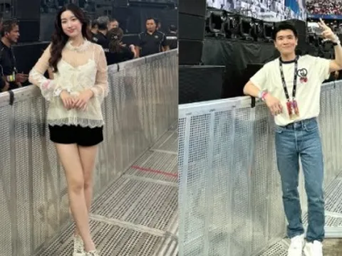Mẹ bỉm sữa Đỗ Mỹ Linh đi đu concert Taylor Swift, được chồng chủ tịch CLB Hà Nội và anh trai chồng “hộ tống”