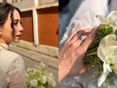 Tiểu thư Hà thành Đặng Tiểu Tô Sa xuất hiện trước giờ G, visual lộng lẫy trong chiếc váy cưới lạ mắt