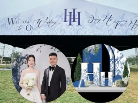 Hé lộ hình ảnh đầu tiên rạp cưới của Quang Hải - Chu Thanh Huyền ở Đông Anh, mời 1.600 khách, trang trí toàn bộ bằng hoa tươi