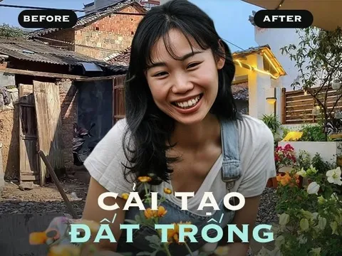 Khoảng sân đổ nát rộng 80m2 được "biến hình" thành khu vườn hệt như truyện cổ tích của Hayao Miyazaki, mang lại cảm giác trọn vẹn và đủ đầy