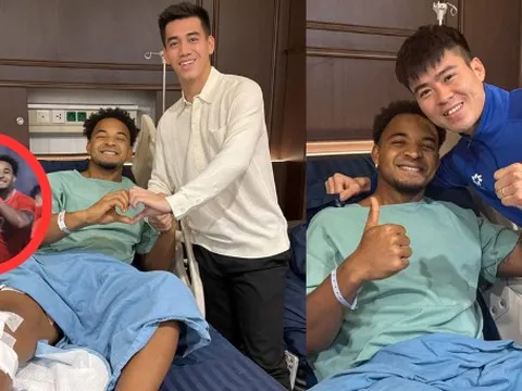 Hội cầu thủ thăm Xuân Son sau ca mổ: Tiến Linh tái hiện màn ăn mừng viral nhất giải, Son nói một câu uy tín