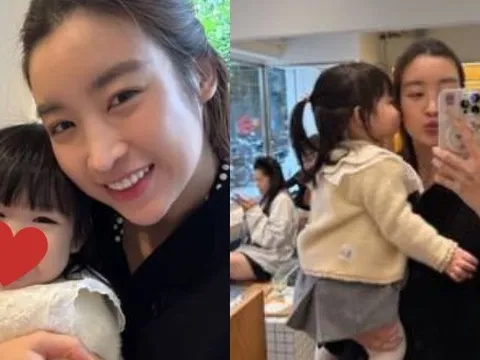 Đỗ Mỹ Linh lộ mặt mộc phúng phính, vào vai "mẹ bỉm sữa" đưa ái nữ Chủ tịch Hà Nội FC đi cafe gây sốt